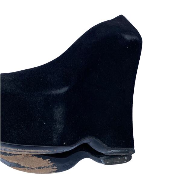 Gianmarco Lorenzi Black Suede Leather Almond Toe Wedge Platform Pumps 37 US7 - Picture 13 of 16
